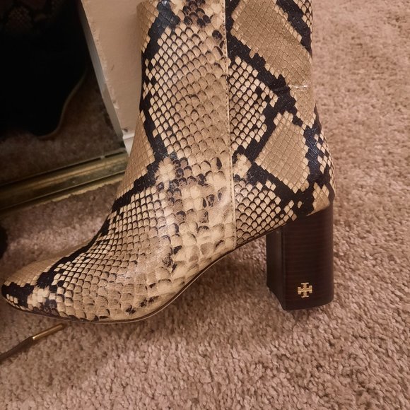 Tory Burch  Roccia Snakeskin Leather Ankle Boots - Picture 6 of 6